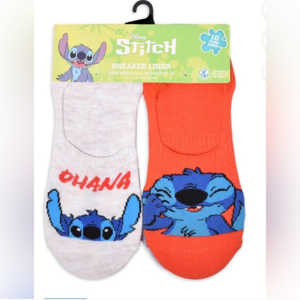 Disney Womens' Lilo and Stitch Graphic Liner Socks, 10-Pack, Shoe Size 4-10
